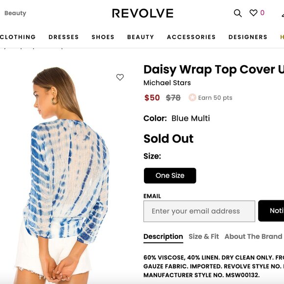 Michael Stars - Daisy Wrap Top Cover Up Michael Stars - Blue and White Swim - Picture 6 of 8